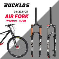 BUCKLOS Bike Air Suspension Fork 26/27.5/29in MTB Fork Straight/Tapered 120mm Travel Fork 9*100mm QR Manual/Remote Bike Forks