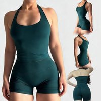 2 Pieces Sports Halter Top Strappy Bra Shorts Set Women Seamless Yoga Gym Leggings Set Running Fitness Sports Shorts Suit