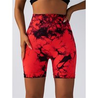 Women's High Waist and Hip Lifting Sports Tight Shorts Running Sexy Peach Fitness Yoga Shorts, Tie Dyed Seamless Fitness Pants