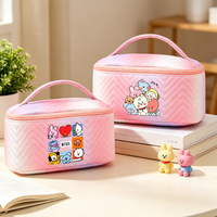 BT21 Makeup Bag Gradient Fashion Large Capacity Folding Cosmetics Storage Pouch Kawaii COOKY TATA RJ Travel Toiletry Bags Gift