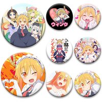 Anime Miss Kobayashi's Dragon Maid Brooches Cute Cartoon Pins Kobayashi Tohru Kanna Kamui Jōi Elma Badge Bag Accessories Gifts