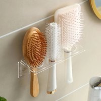 Clear Acrylic Wall-Mounted Bathroom Organizer – No-Drill Storage Rack for Hair Tools & Toiletries, Space-Saving Design