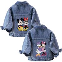 Baby Boys Girls Denim Jacket Children Mickey Mouse Minnie Daisy Cartoon Long Sleeve Single-Breasted Coat Kids Clothes Outerwear