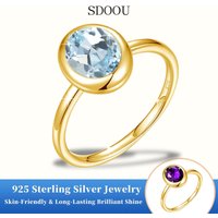 SDOOU Real 925 Silver Certified 2CT Oval Moissanite Women's Ring 2026 Trend Hypoallergenic 18K Gold Plated Engagement Jewelry