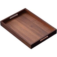 Decorate Tray Rectangular Bamboo Wooden Tray Walnut Color With Handle Food Storage Trays Dessert Pallet Bathroom
