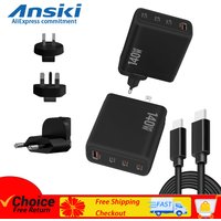 ANISIKI 140W GaN Charger PD3.1 4-Port Type C Quick Charge For Macbook Pro Laptop USB Fast Charger For iPhone 16 Xiaomi Tablet