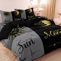 3pcs Set Sun And Moon Couples Print Duvet Cover Set Suitable For Bedroom Hotel Inn School Dormitory Can Be Used As Holiday Gifts