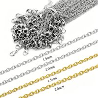 100pcs/lot 18k Vacuum Gold Plated 45-55cm 316L Stainless Steel O-Chain Woman Flat Cross Necklace O Chains DIY Jewelry Findings