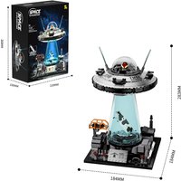 NEW UFO Cow Abduction Spacecraft Building Blocks With Light Motor Set Spaceship Bricks Toys Desktop Ornament Model Boys Gifts