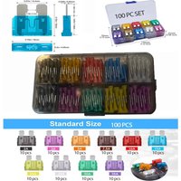 50Pcs100Pcs Low-Profile Automotive Fuse Set | Blade-Type Fuses, Suitable for Cars/Trucks/Suvs/Motorcycles, Corrosion-Resistant Zinc Alloy.