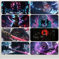 Cool Futuristic Art C-Cyber Ninja Cyber Shinobi Mouse Pad Large Gaming Mousepad with Thick Stitched Edge Non-Slip Desk Mat