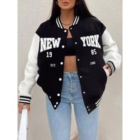 New York 1985 Letter Prints Coats Womens Comfortable Loose Baseball Jersey Fleece Warm Soft Jackets Casual Pocket Woman Clothes