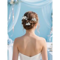 3Pcs Hair Pin Clip Set Crystal Pearl Leaf Hair Clip Hairpin For Women Bridal Wedding Hair Accessories Jewelry Pin Clip Hairpin