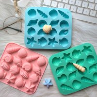 Chocolate Silicone Mold 3D Shell Marine Animal Shape - 16 Cavity Candy Cake Decor Mold for Pudding Jelly DIY Baking Supplies