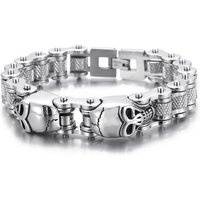 AliExpress fongten Fongten Gothic Skull Head Charm Bicycle Motorcycle Chain Fashion Men Bracelet 8.66 Inch Stainless Steel Punk Jewelry