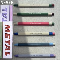 Never 0.5mm Metal Gel Pen with Extra Refill Click Quick-Drying Smudge-free Black Ink Pens for Daily Use Patent Design Stationery