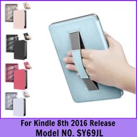 HandStrap Case for Kindle 8th Generation Case 6 Inch 2016 SY69JL Ebook PU Leather With Acrylic Clear Back Wake/Sleep Cover
