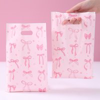 10/25/50Pcs Sweet Bow Pink Gift Packing Bag Candy Cake Snack Bags Birthday Supplies Wedding Party Decor
