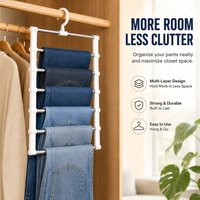 Space Saving Pants Hanger Foldable Multi Layer Clothes Rack for Wardrobe Closet Jeans Trousers Daily Home Storage Organizer