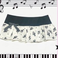 Y2K Music Note Print Mini Skirt, Black White Ruffle Micro Skirt with Polka Dot Bow,Kawaii Aesthetic Low Waist Skirt for Women
