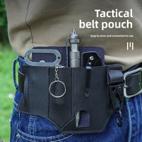 Tactical Leather Tool Sheath, Belt Loop Waist Pouch, Outdoor Camping Carabiner Bag for Wilderness Survival Gear Storage
