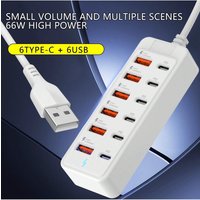 12-Port USB Fast Charging Station - 6 Type-C PD Ports + 6 USB-A Ports, Each Port Capable of Up to 25W