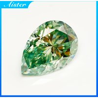 Never Fake Pear Cut Light Green Moissanite Stone with Certificate VVS1 Moissanite Loose Gemstones Pass Diamond Tester with GRA