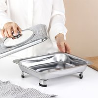 Serving Plate Stainless Steel Chafing Dish Food Tray Rectangle Practical Pan Dishes Warmer Smooth Foods Holder Dining