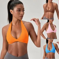 Breathable Sports Underwear Women Sexy Gym Sports Bra Halter V Neck Workout Crop Top Shockproof Push Up Fitness Yoga Bra