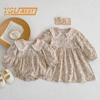 2023 frühjahr Baby Mädchen Schwester Kleidung Kleinkind Baby Strampler Prinzessin Kinder Mädchen Lange Ärmel Floral Bedruckte Kleider Kleidung