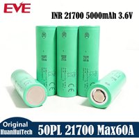 1-20ocs EVE 50PL INR21700 5000mah 60A 3.6V Lithium Battery High Discharge 21700 Rechargeable Cell for Electric Tools