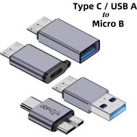 USB 3.0 Micro B to Type C Adapter Connector USB A to Micro B Data Transfer Converter for Laptop Hard Drive Disk Box Samsung S5