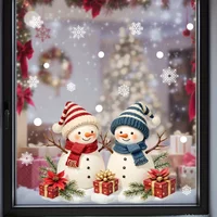 Christmas Snowman Window Clings Removable Static Cling Decal Festive Winter Holiday Decor for Home Office Storefront Windows