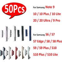 50Pcs,For Samsung Note 8 9 10 Lite 20 Ultra S8 S9 10 Plus Side Volume Button + Power ON / OFF Buttton Key Set Replacement Parts