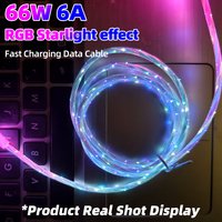 1.2M Luminous RGB LED Type C USB A Cable For Samsung Xiaomi OPPO Huawei Oneplus Fast Charger Data Cord Flowing Light LED Cable