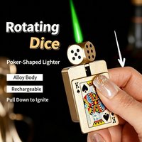 Unique Different Metal Butane Gas Lighters Novel Windproof Gas Lighters with Design Spinning Funny Dice Poker Smoking Accessory