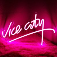 Pink Vice City Neon Sign for Bedroom Decor Dimmable LED Neon Lights Sign for Game Room Bar Party Indoor Girl Pub Man Cave Decor