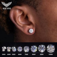 3/4/5/6/7/8/9/10mm D Color VVS Moissanite Stud Earrings S925 Sterling Silver Screw Thread Earrings Wedding Jewelry for Men Women