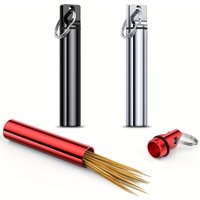 1pc Portable Toothpicks Holder,Toothpicks Pocket Case with Keychain for Outdoor Picnic and Camping Travel Purse Ear Wax Removal