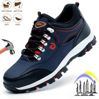 RotatingRotating Button Safety Shoes Man Steel Toe Work Shoes for Men Indestructible Lightweight Work Shoes Breathable Sneaker