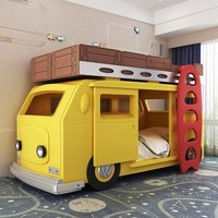 Custom bed solid wood material bus shape car bed, suite furniture boy bed