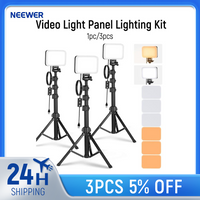NEEWER LED Video Light Panel Lighting Kit, 1pc/3pcs Bi Color Portable Studio Lights with Tripod Stands & Filters for Photography