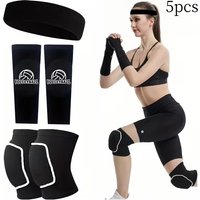 5Pcs Men Women Volleyball Padded Passing Forearm Hitting Sleeves, Arm Sleeves and Wrist Support with Protection Pad for Adult