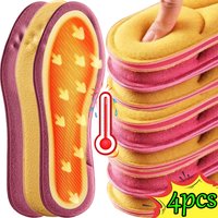 4pcs Winter Men Women Self Heating Insoles Thermostatic Thermal Insole Massage Memory Foam Arch Support Shoe Pads Heated Pads