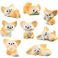 4/8 Pcs Mini Fox Animal Miniature Figurines Fairy Garden Moss Landscape DIY Terrarium Crafts Ornament