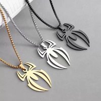 2026New European & American Movie Merchandise Spider-man Pendant Stainless Steel Necklaces, Stylish Personalized Titanium St