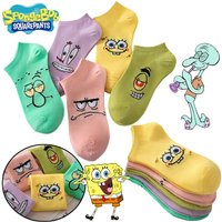 1/5Pcs SpongeBob Invisible Boat Socks Cartoon Patrick Star Anti-Slip Low-cut Socks for Man Women Casual Krabs Short Socks Gifts