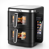 10-in-1 Doppel-Heißluftfritteuse 2800W 11L Dual-Kammer-Digitalfritteuse mit klappbarem Display, oberen und unteren Schubladen, Timer und schwarzer Edelstahlverkleidung