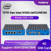 Fanless Mini Pc 4xIntel I226 2.5GB Lan N100 J6412 J5005 N6415 Quad Core Soft Router Server Esxi Rugged Firewall Appliance SIM PC