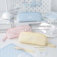 New RosyPosy Polka Dot Shell Pencil Pouch Prism Large Capacity Zoned Storage Large Opening Stationery Organizer For Student